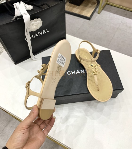 Ch**el Sandals Lambskin Leather Women