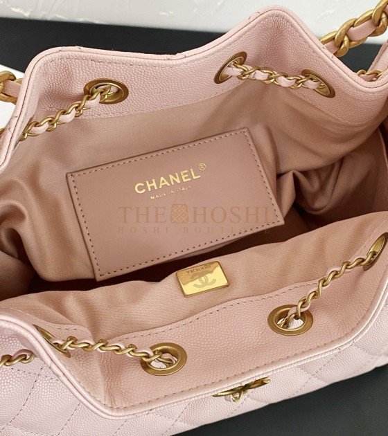Ch**el 25C Hobo AS5631 Hobo Drawstring Bag Pink Leather with Gold Chain 22*12.5*20CM Master Quality