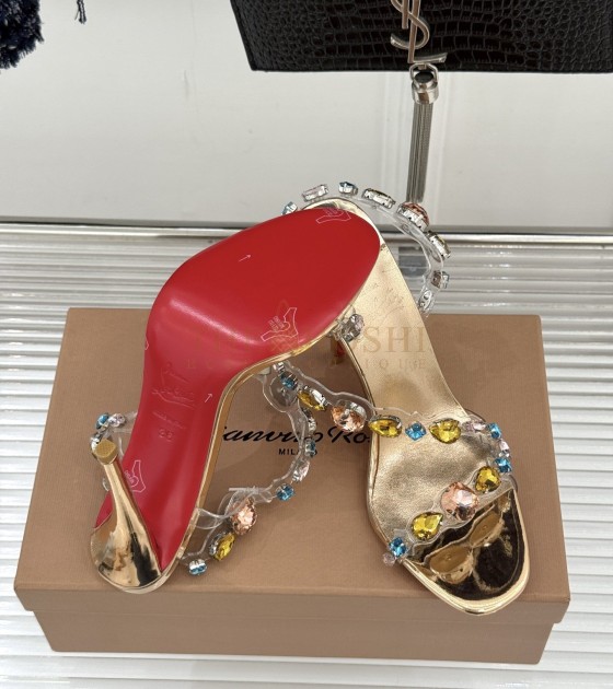 Chr1st1an Louboutin CL Heels Crystal Red Sole Gold Master Quality