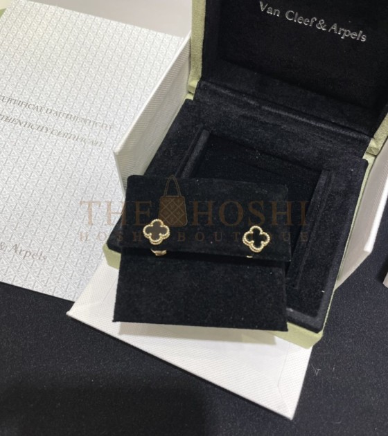 V*n Cl**f & Arpels Alhambra Vintage Earrings Mini 18K Yellow Gold/White Mother-of-Pearl Master Quality