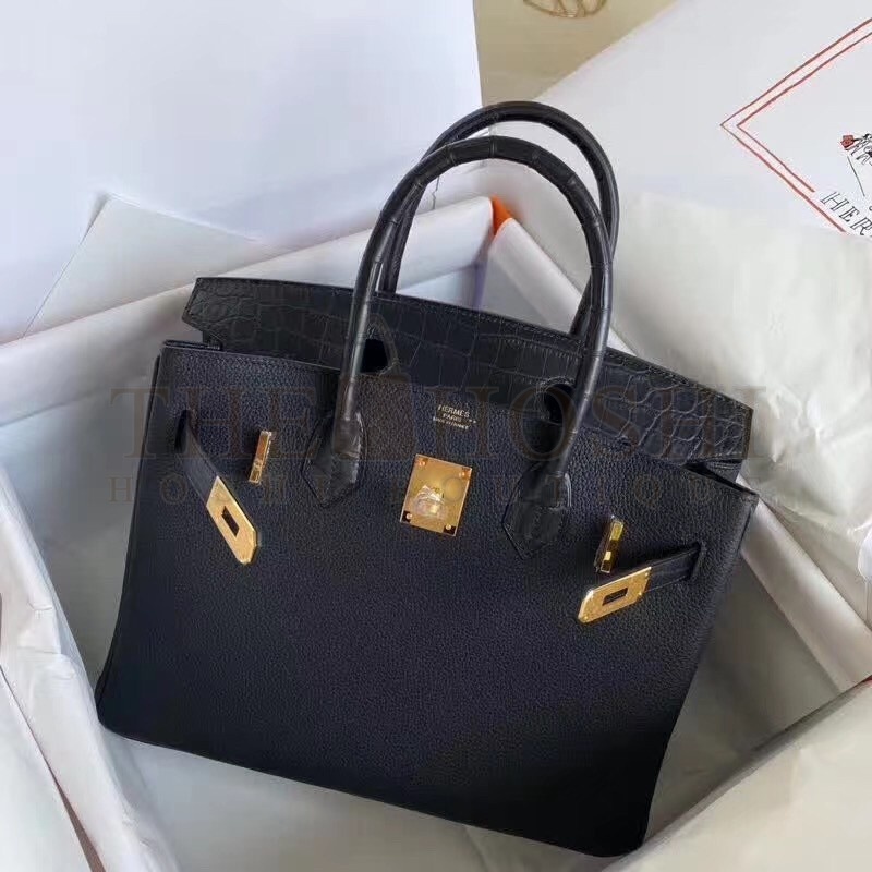 H**me5 Black Touch Birkin 30cm Bag Matte Niloticus Crocodile Skin Master Quality