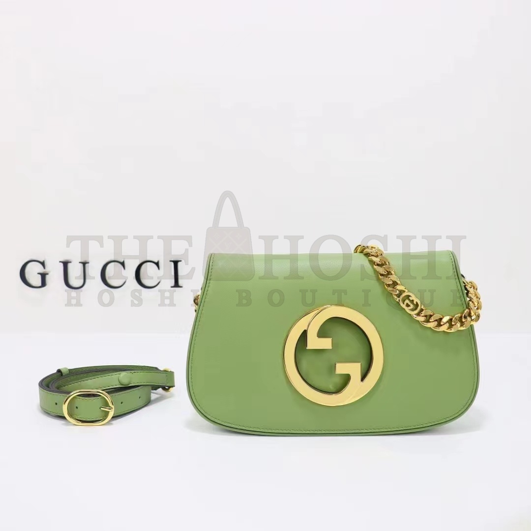 Gvc*1 Women GG Blondie Shoulder Bag Green Leather Round Interlocking G Master Quality