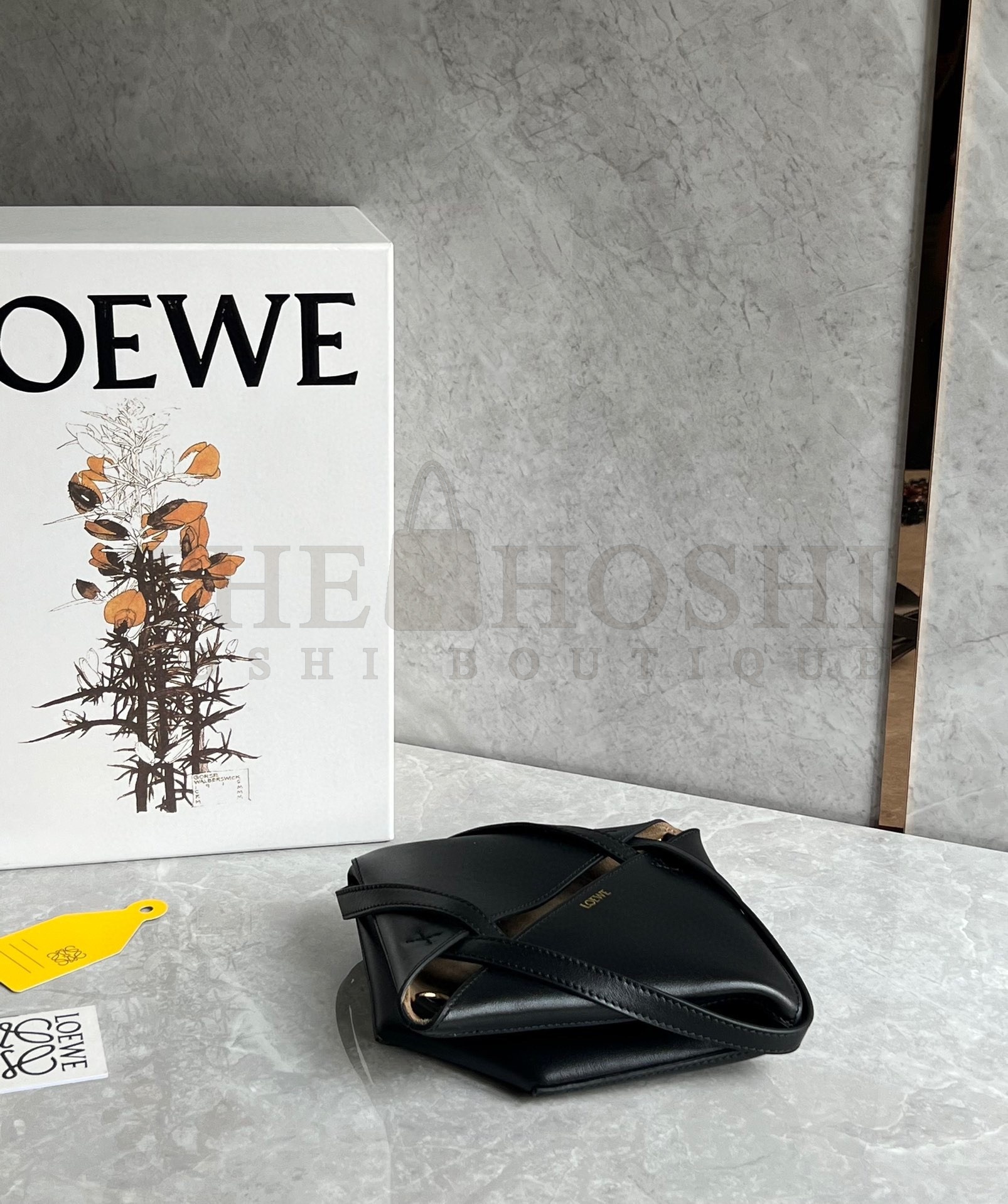 L0ew* Mini Puzzle Fold Tote Bag in Black Calfskin Master Quality