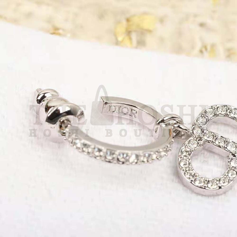 D10r Women Clair D Lune Earrings Silver-Finish Metal and Silver-Tone Crystals Master Quality
