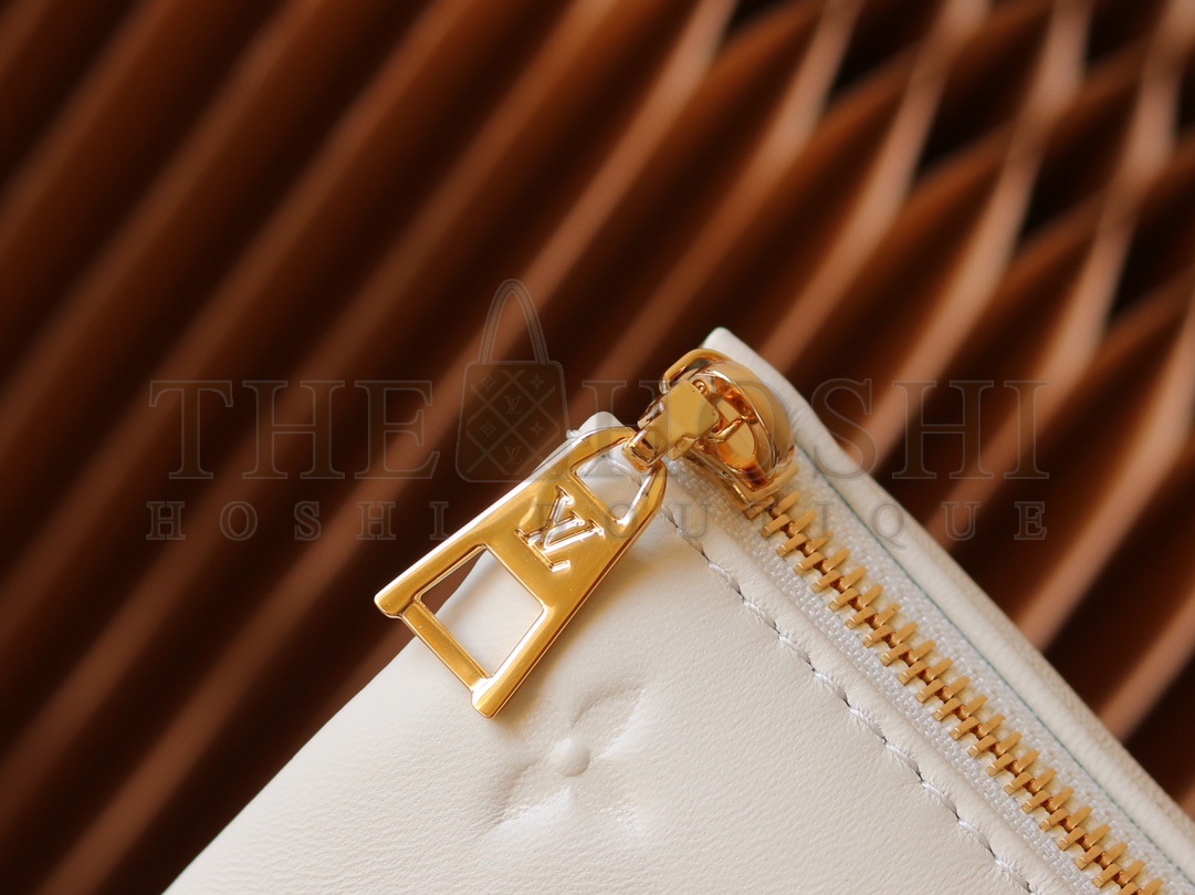 L0vis Vvtt0n LV Women Coussin PM Handbag Cream Monogram-Embossed Puffy Lambskin Calfskin Master Quality
