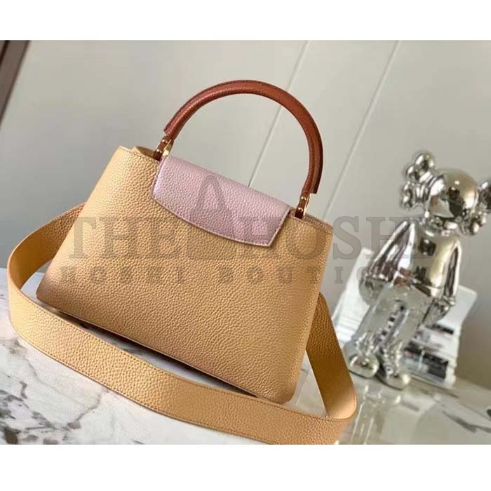 L0vis Vvtt0n LV Women Capucines MM Handbag Arizona Brown Cognac Taurillon Cowhide Leather Master Quality