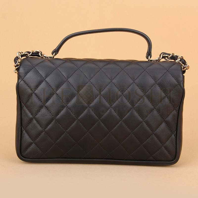 Ch**el Women CF Flap Bag in Calfskin Leather with Top Handle-Black Master Quality