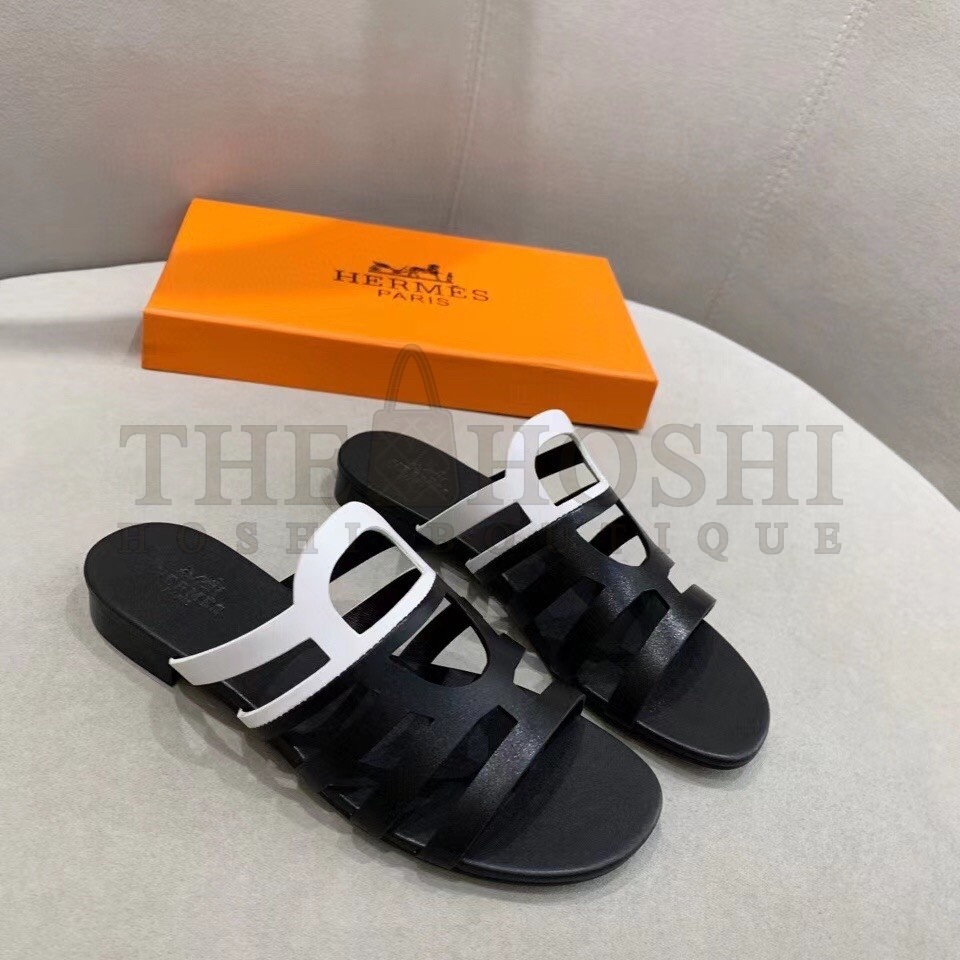 H**me5 Camelia Sandals In Black/White Calfskin Master Quality