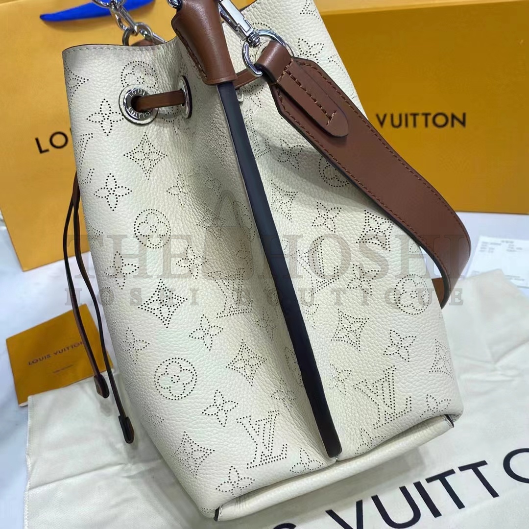 L0vis Vvtt0n LV Women Muria Bucket Bag Crème Beige Mahina Perforated Calf Leather Master Quality