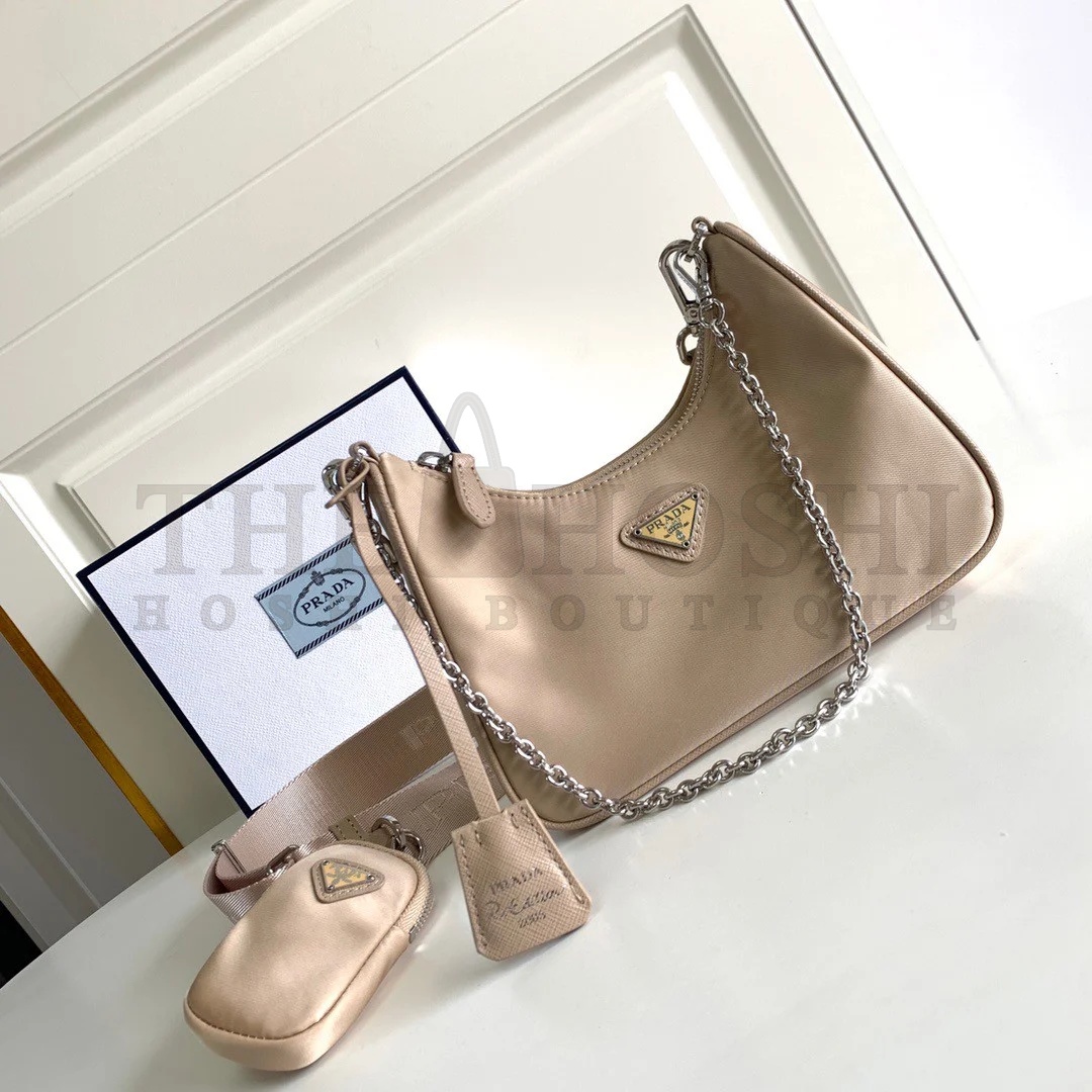Pra*a Re-Edition 2005 Shoulder Bag In Beige Re-Nylon Master Quality