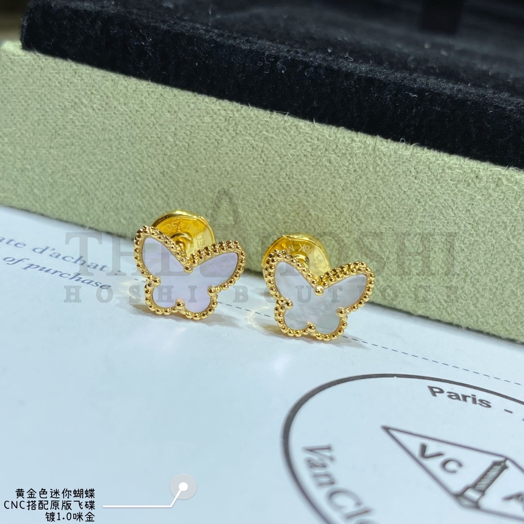 V*n Cl**f & Arpels Sweet Butterflies 18K yellow gold  earrings Master Quality