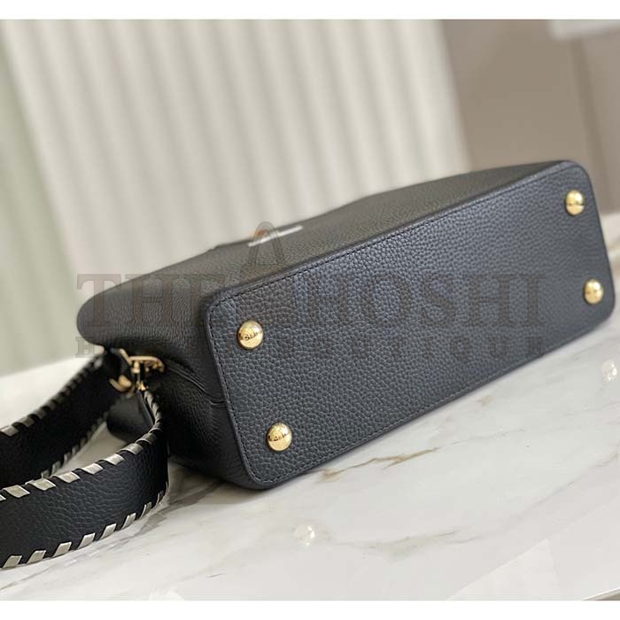 L0vis Vvtt0n LV Women Capucines MM Handbag Black Etain Metallic Gray Taurillon Leather Master Quality