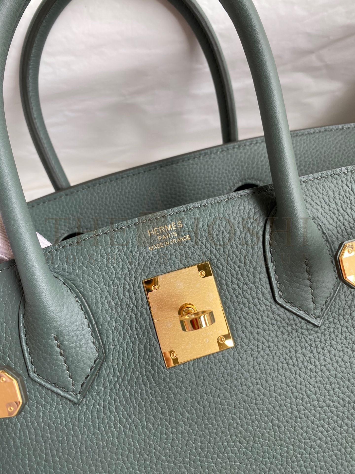 H**me5 Birkin 30 Retourne Handmade Bag In Vert Amande Clemence Leather Master Quality