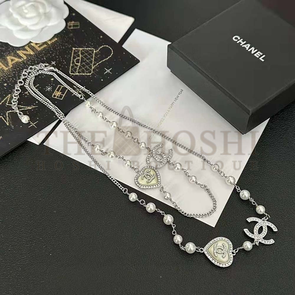 Ch**el Women Long Necklace in Metal Glass Pearls and Strass Master Quality