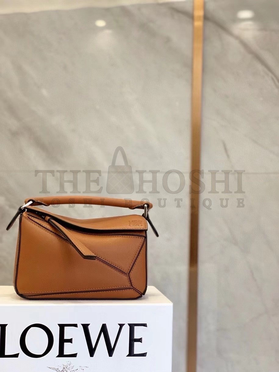 L0ew* Mini Puzzle Bag In Brown Calfskin Leather Master Quality