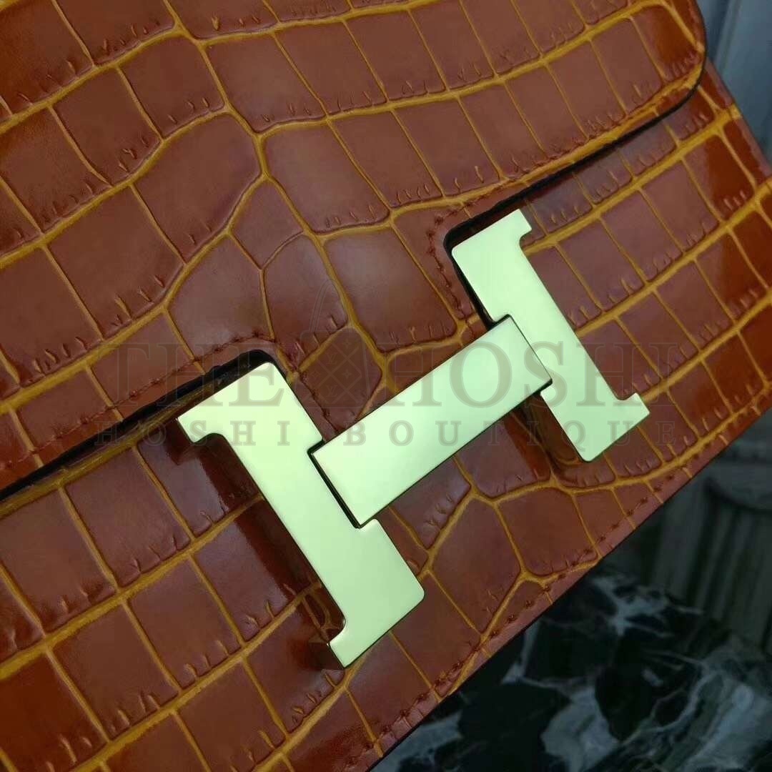 H**me5 Orange Constance MM 24cm Crocodile Bag Master Quality