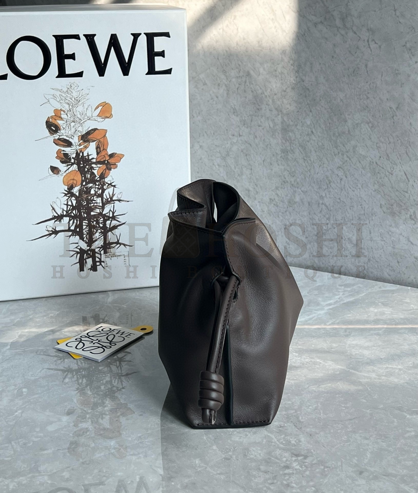 L0ew* Mini Flamenco Clutch Bag in Chocolate Nappa Calfskin Master Quality