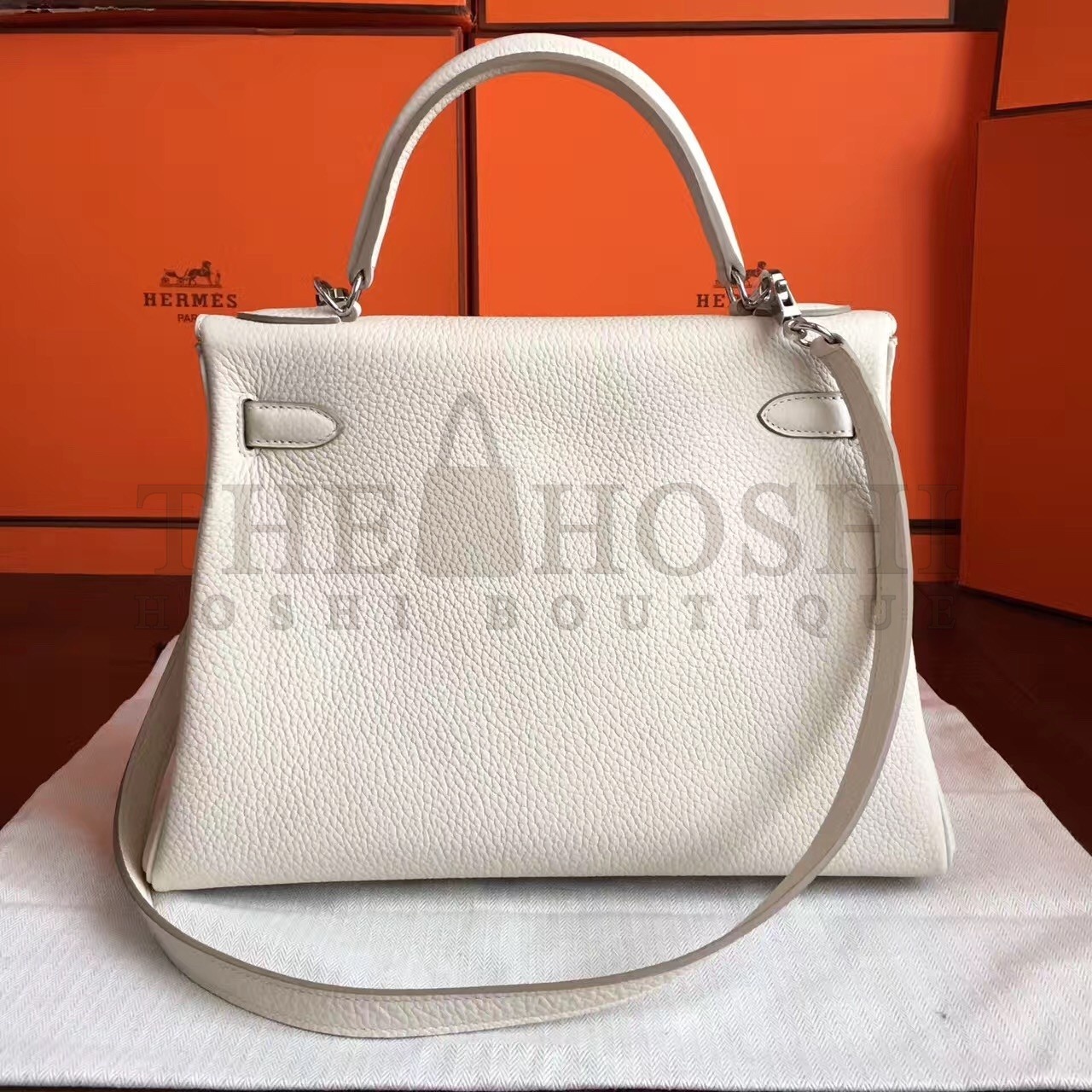 H**me5 White Clemence Kelly Retourne 32cm Handmade Bag Master Quality