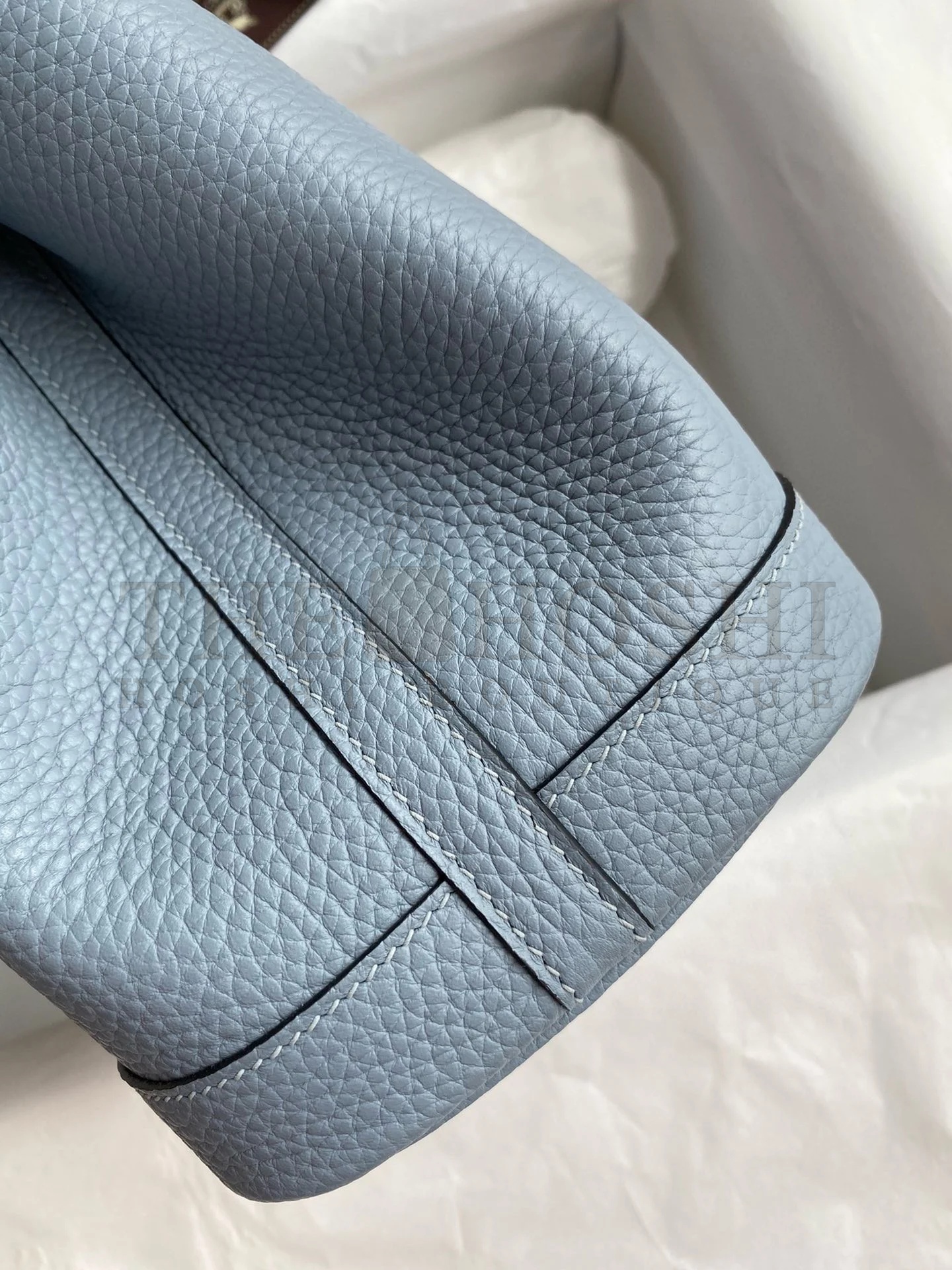 H**me5 Garden Party 30 Handmade Bag in Blue Lin Clemence Leather Master Quality