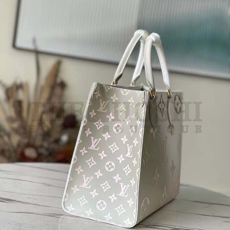 L0vis Vvtt0n LV Women OnTheGo MM Tote Sunset Kaki Monogram Coated Canvas Master Quality