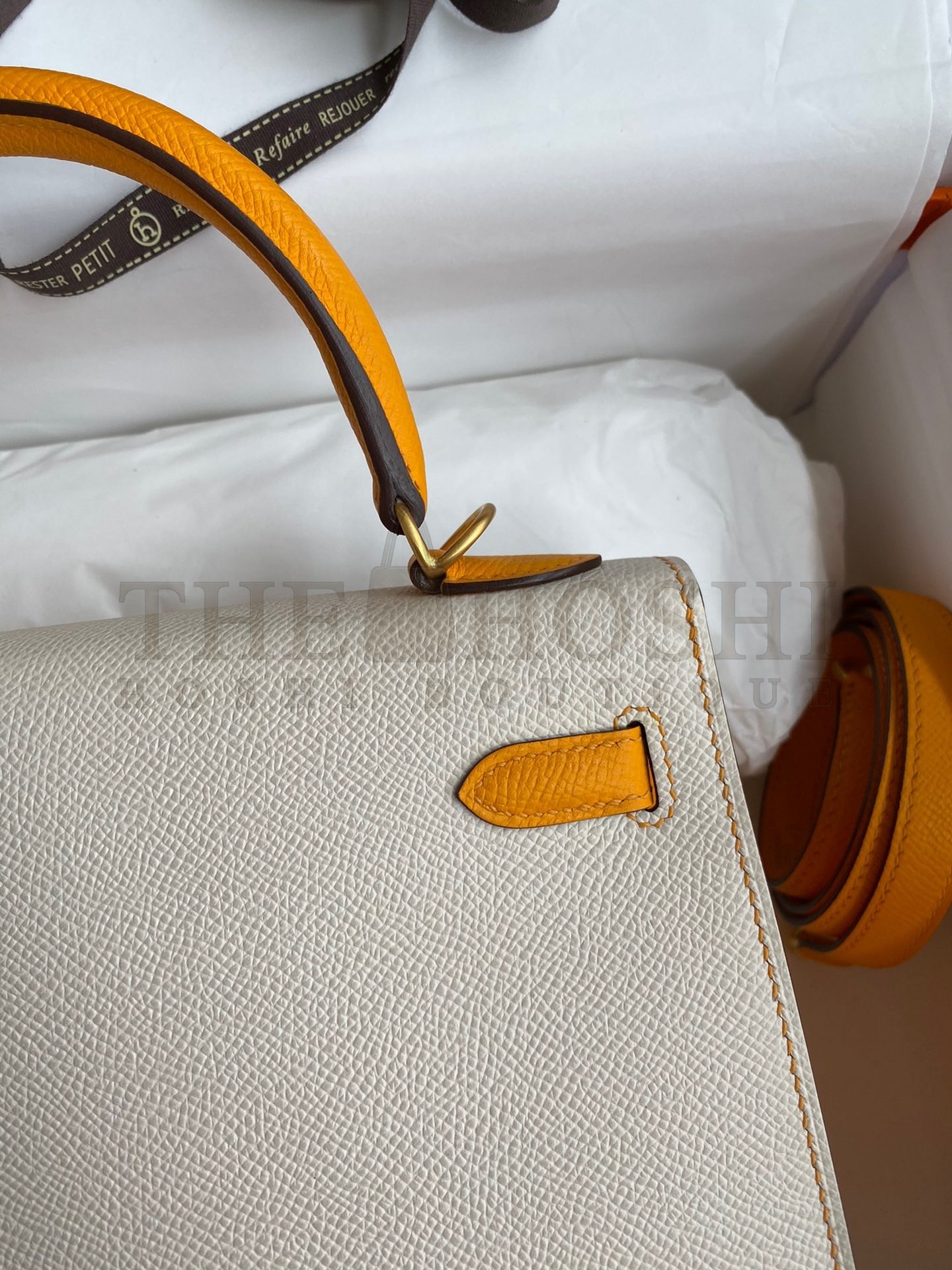 H**me5 Kelly Sellier 25 Bicolor Bag in Craie and Yellow Epsom Calfskin Master Quality
