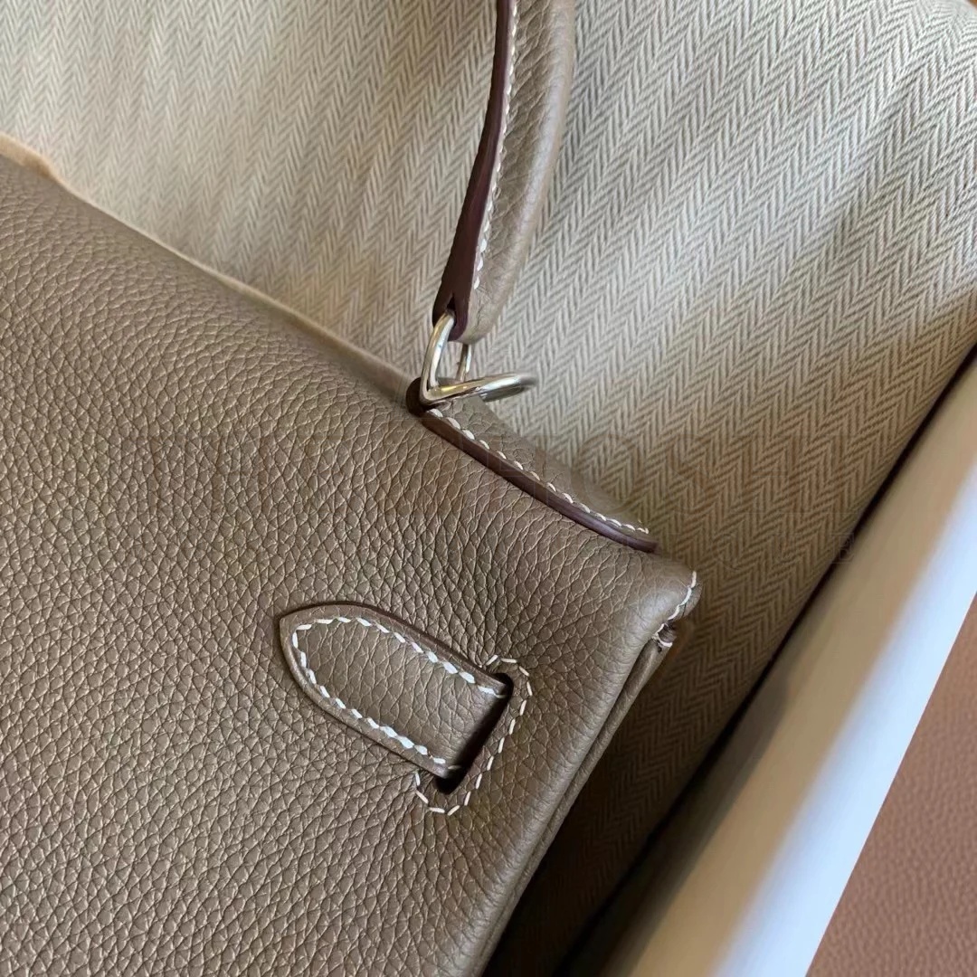 H**me5 Kelly Retourne 28 Handmade Bag In Taupe Togo Leather Master Quality