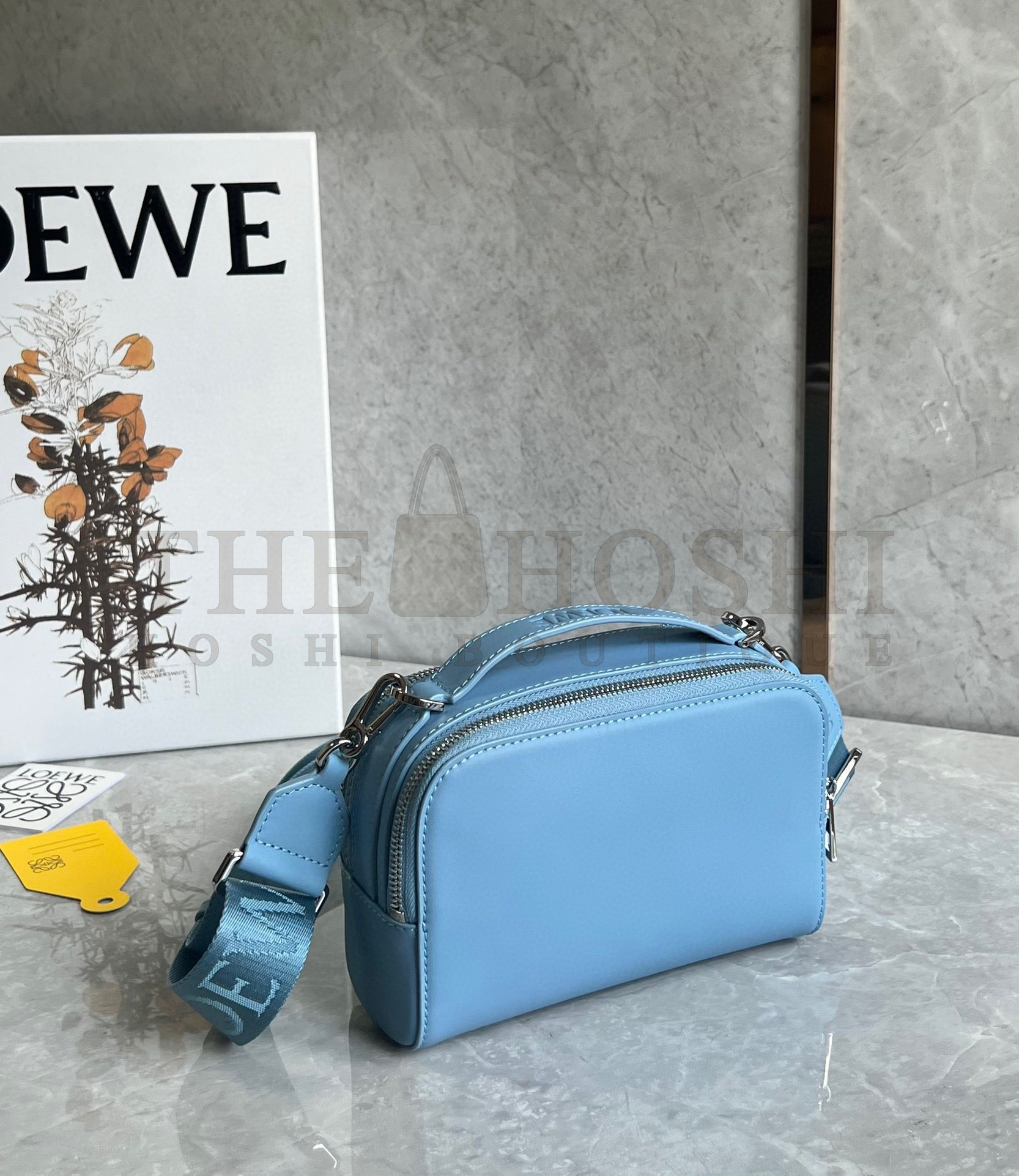 L0ew* Mini Camera Crossbody Bag in Blue Calfskin Master Quality