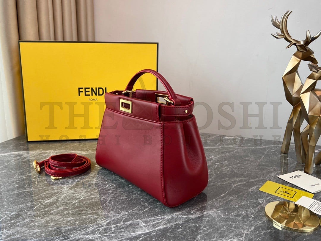 F**di Peekaboo Mini Bag In Red Nappa Leather Master Quality