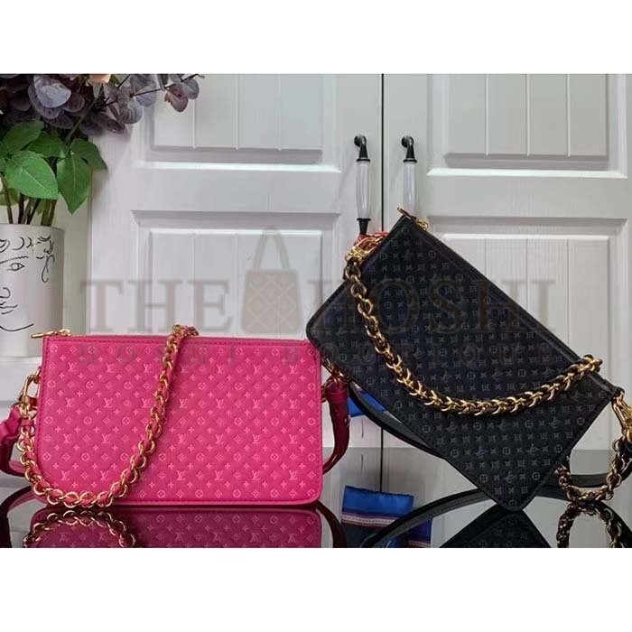 L0vis Vvtt0n LV Women Lexington Pouch Rose Pink Monogram-Embossed Calf Leather Master Quality