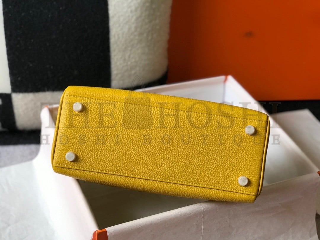 H**me5 Kelly 32cm Retourne Bag in Yellow Clemence Leather GHW Master Quality