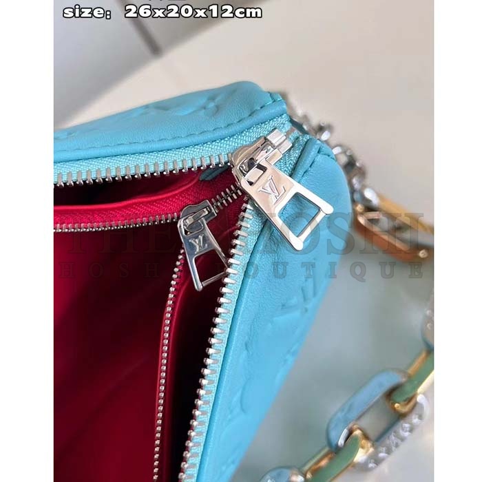 L0vis Vvtt0n LV Women Coussin PM Handbag Azure Blue Lambskin Calfskin Master Quality