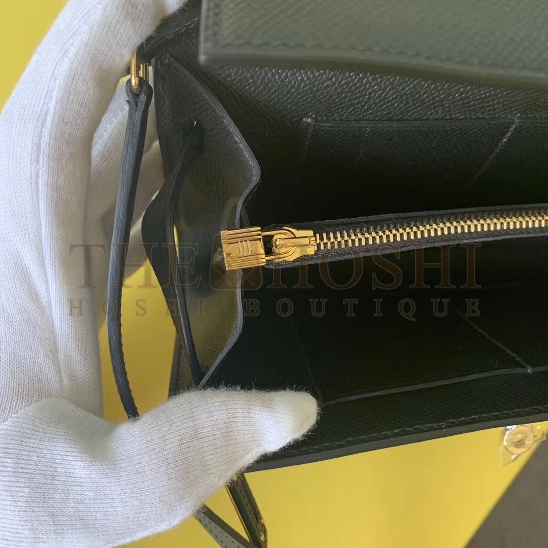 H**me5 Kelly Classique To Go Wallet In Black Epsom Calfskin Master Quality