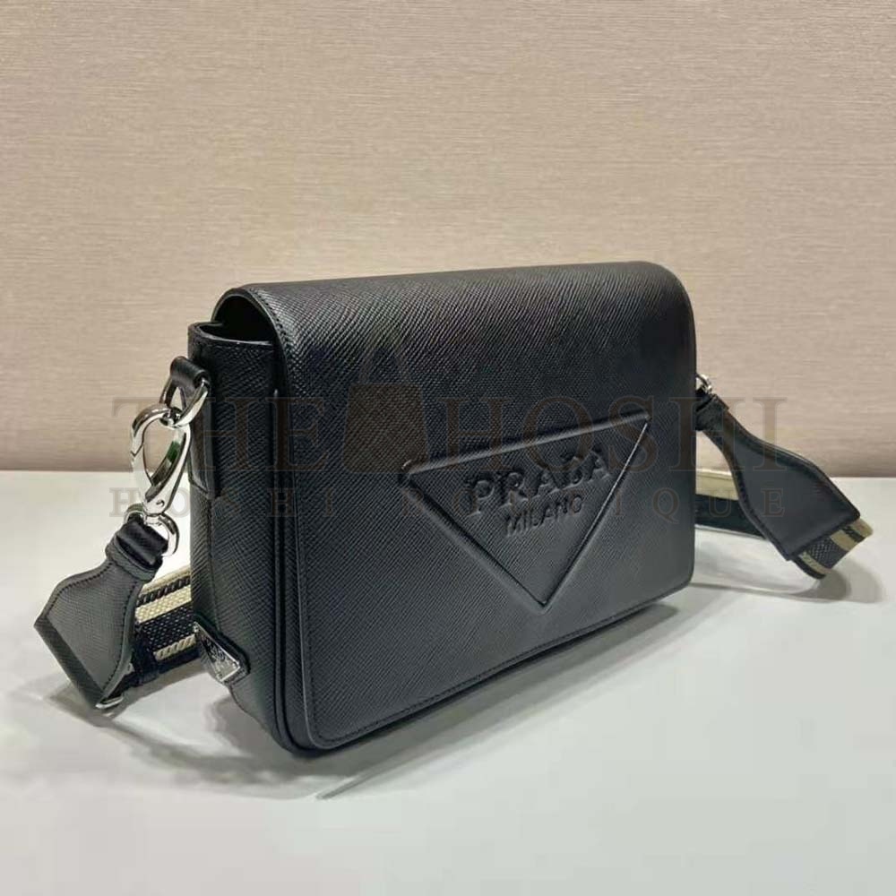 Pra*a Women Saffiano Leather Shoulder Bag with Sleek-Black Master Quality