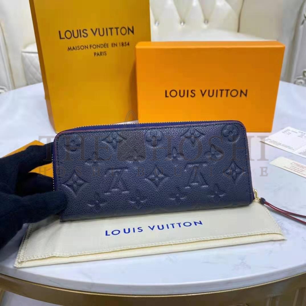 L0vis Vvtt0n LV Unisex Clémence Wallet Marine Rouge Monogram Empreinte Embossed S*pple Grained Cowhide Master Quality