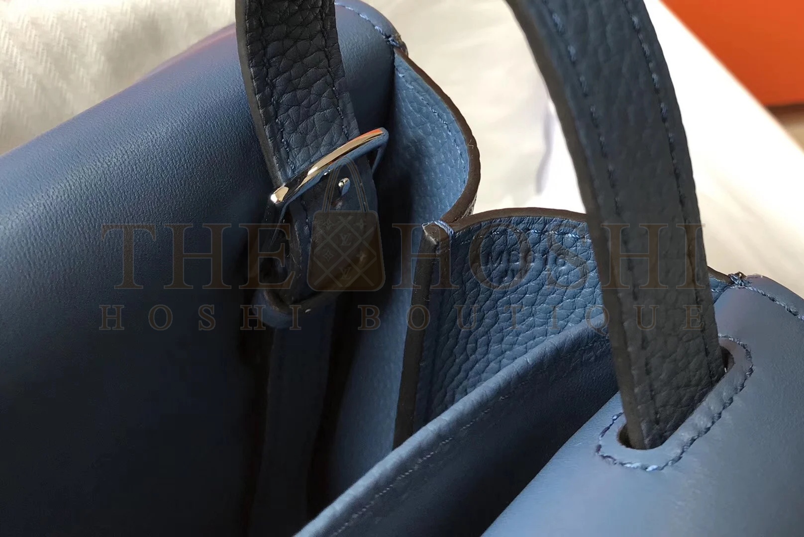 H**me5 Halzan 31cm Bag In Blue Agate Clemence Leather Master Quality