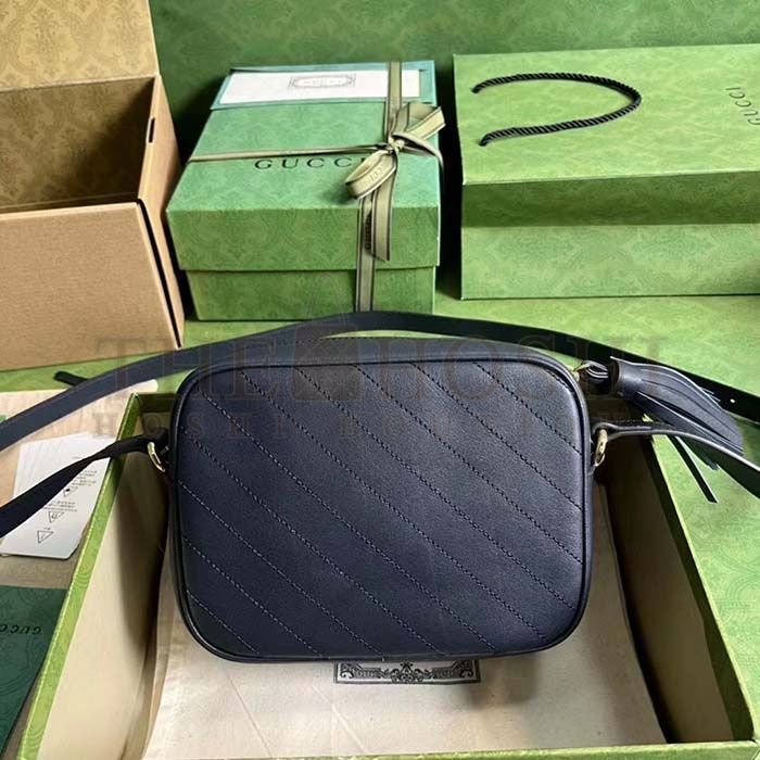Gvc*1 Women GG Blondie Small Shoulder Bag Blue Navy Leather Round Interlocking G Master Quality