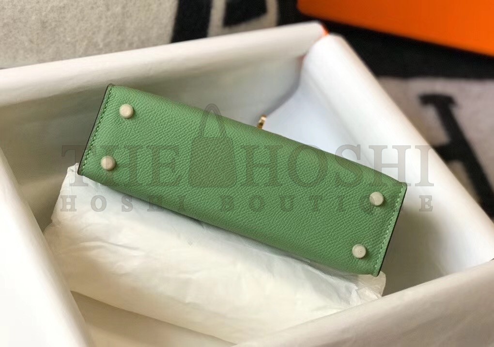 H**me5 Kelly Mini II Bag In Vert Criquet Epsom Leather Master Quality