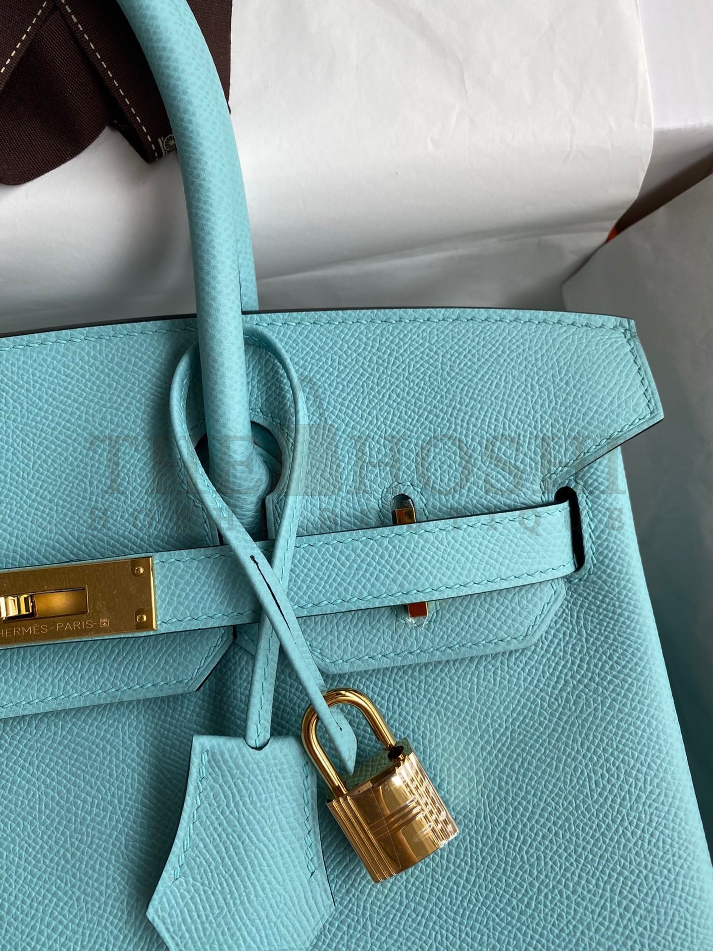 H**me5 Birkin 30 Retourne Handmade Bag In Blue Atoll Epsom Calfskin Master Quality