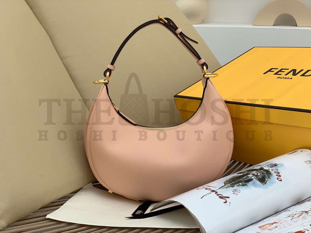 F**di F**digraphy Small Hobo Bag In Pink Leather Master Quality