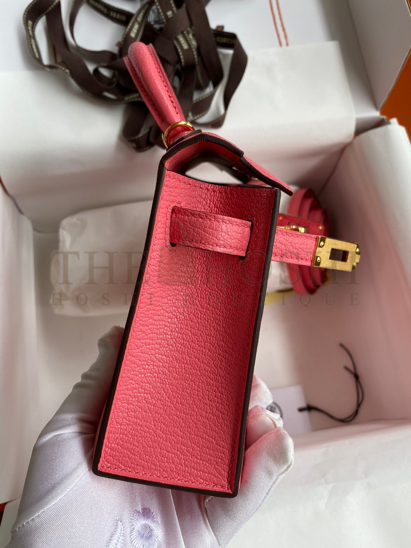 H**me5 Kelly Mini II Sellier Handmade Bag In Rose Lipstick Chevre Mysore Leather Master Quality