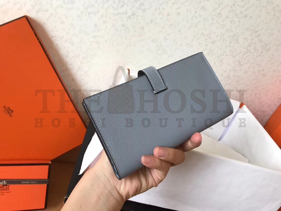 H**me5 Blue Lin Epsom Bearn Gusset Wallet Master Quality