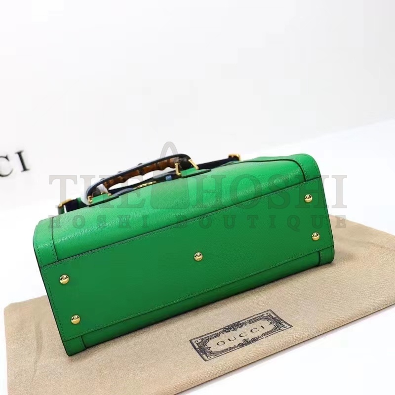 Gvc*1 Women GG Diana Small Tote Bag Green Leather Double G Bamboo Handles Master Quality