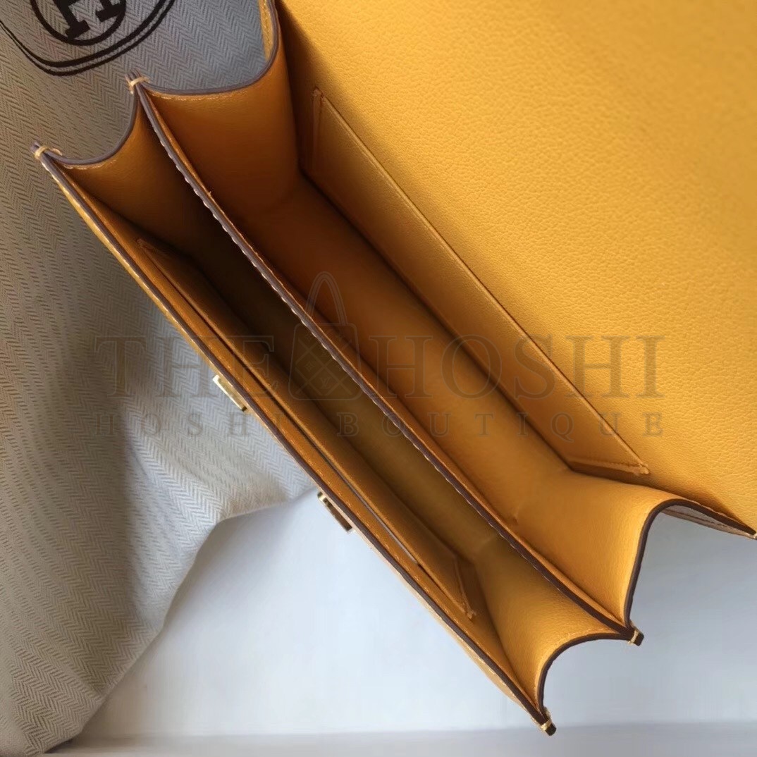 H**me5 Constance 18cm Bag In Yellow Embossed Crocodile Master Quality