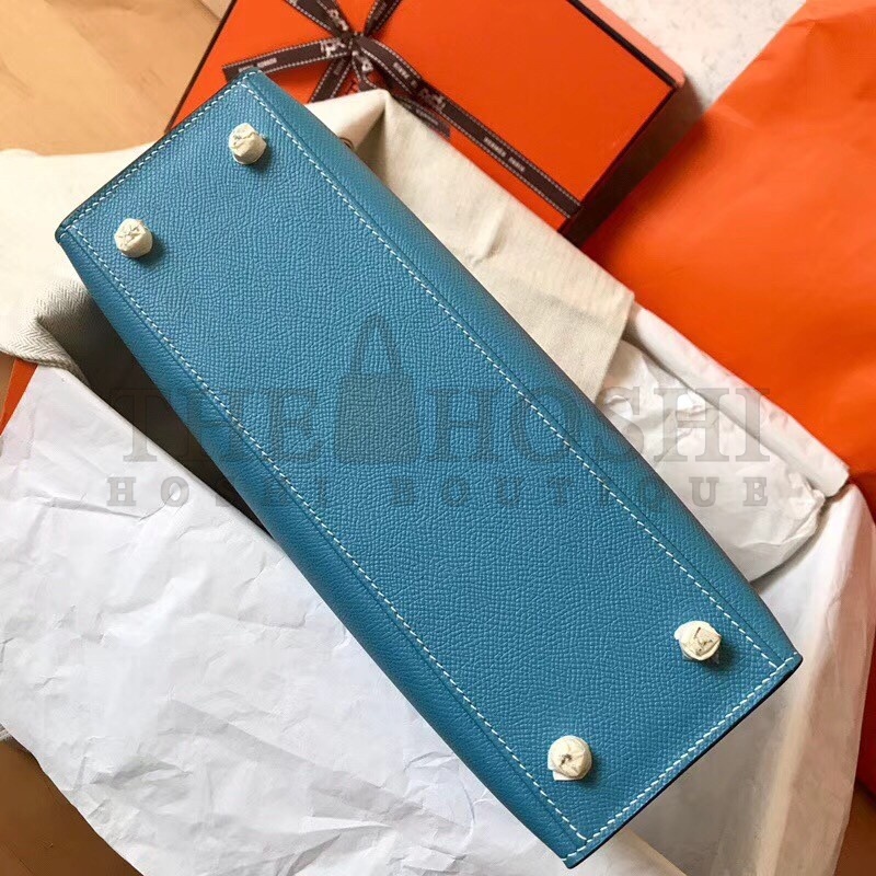 H**me5 Blue Jean Epsom Kelly 28cm Handmade Bag Master Quality