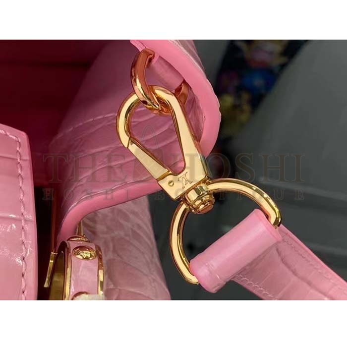 L0vis Vvtt0n LV Women Capucines BB Handbag Pink Crocodilien Brillant Savoir Faire Master Quality