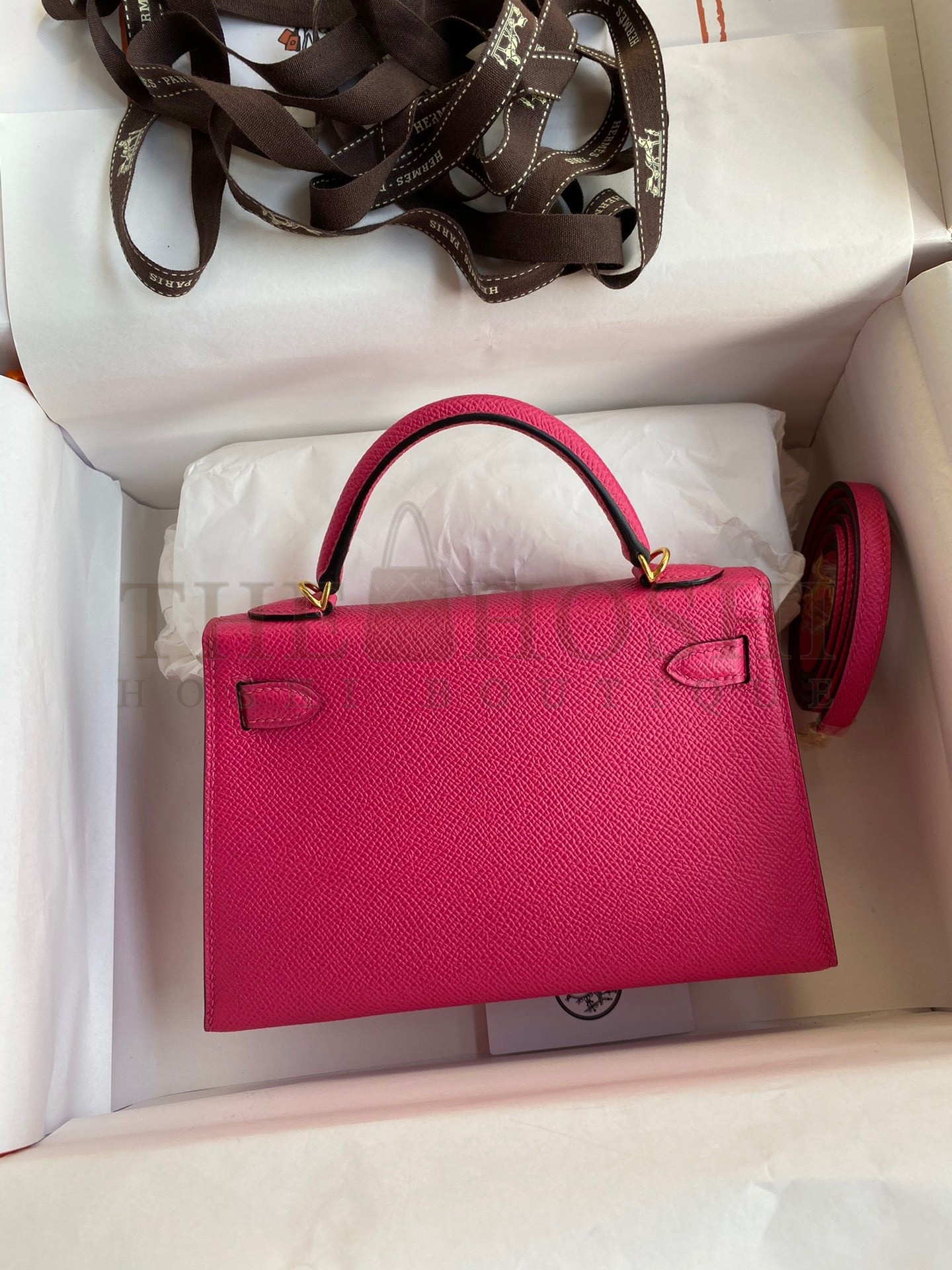 H**me5 Kelly Mini II Sellier Handmade Bag In Rose Red Epsom Calfskin Master Quality