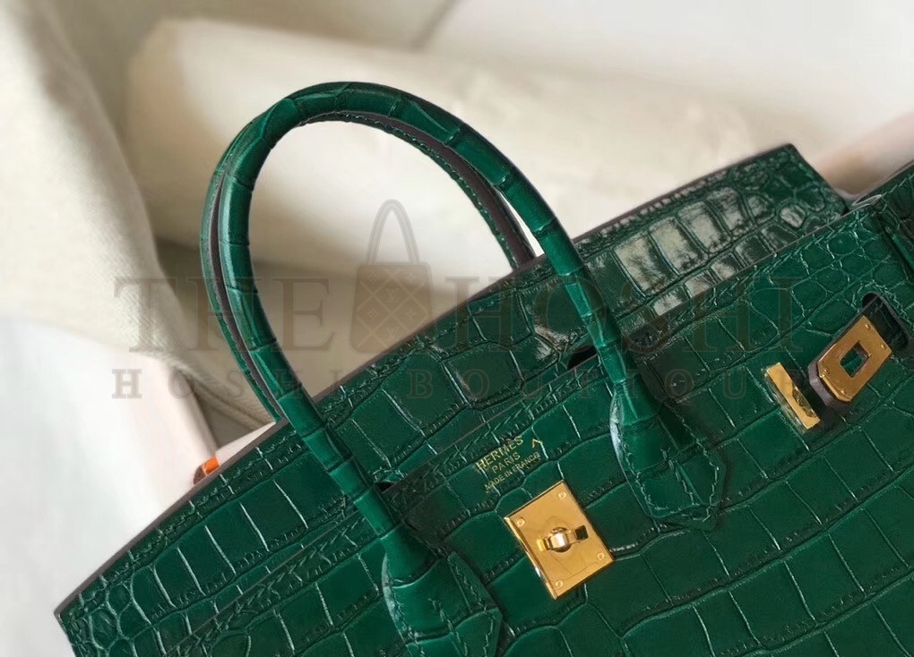 H**me5 Birkin 25cm Bag In Green Embossed Crocodile Leather Master Quality