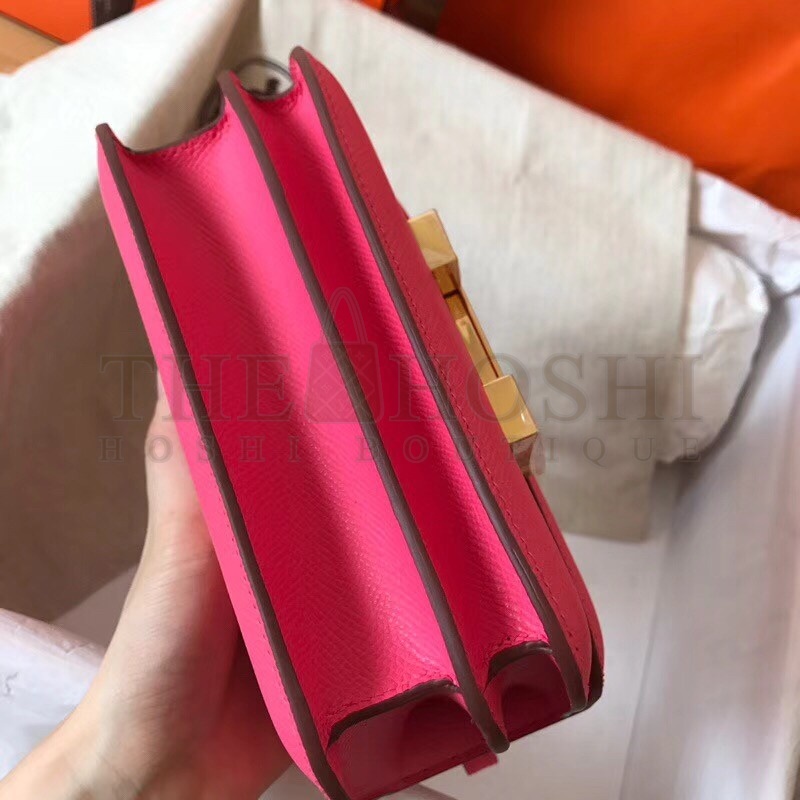 H**me5 Mini Constance 18cm Rose Lipstick Epsom Bag Master Quality