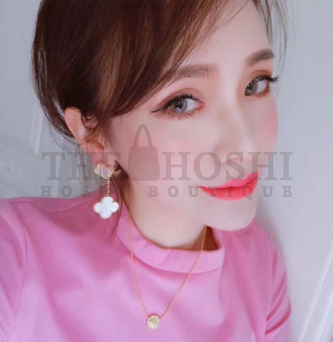 V*n Cl**f & Arpels Double Clover Stud Earrings, Magic Alhambra earrings, 2 motifs Master Quality