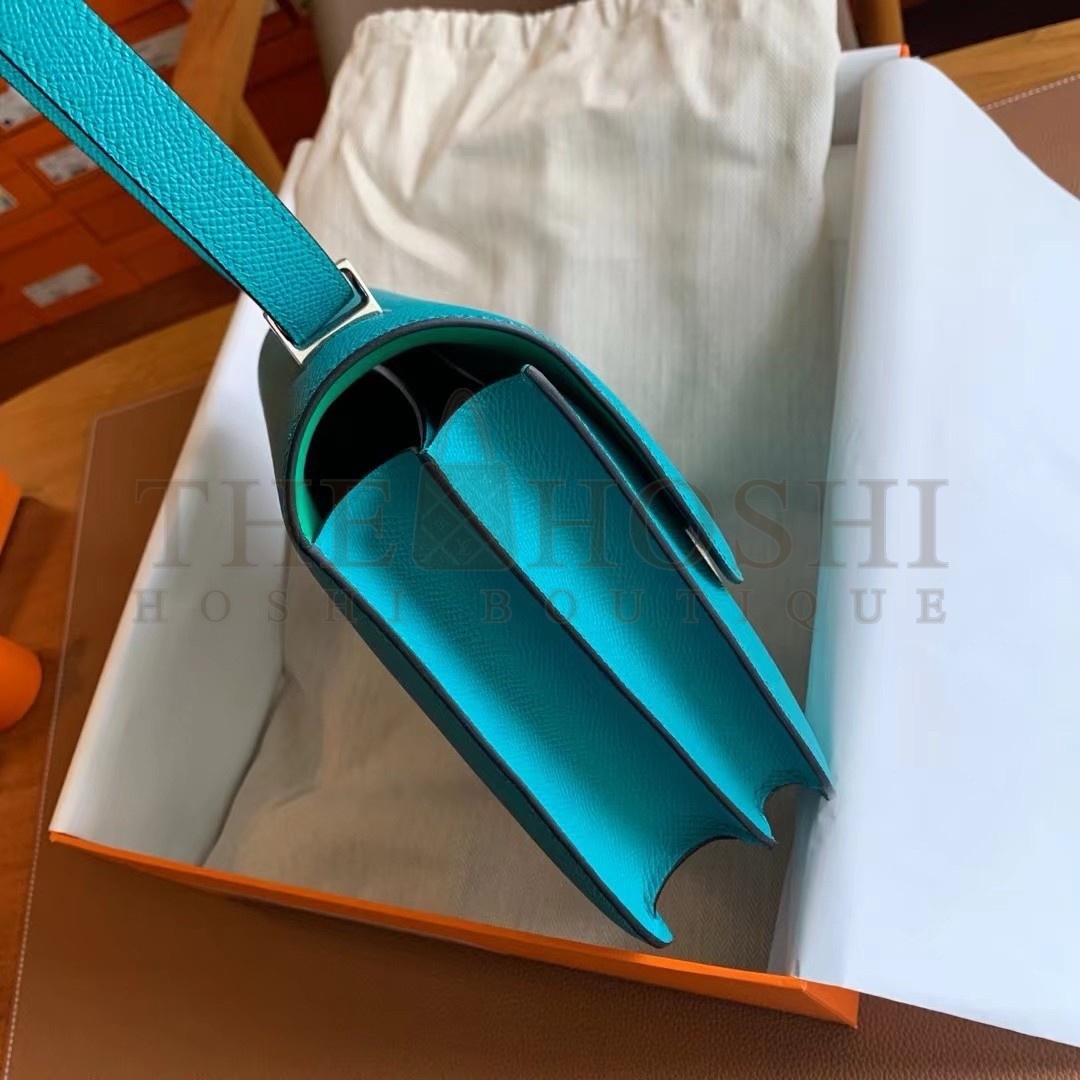 H**me5 Constance Enamel 18 Handmade Bag In Blue Paon Epsom Calfskin Master Quality